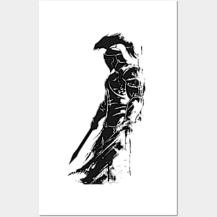 B/W Medieval Spartan Warrior Posters and Art